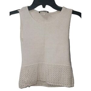 Custom Designed‎ Knit Tank Top Sleeveless Open Knit Hem Casual